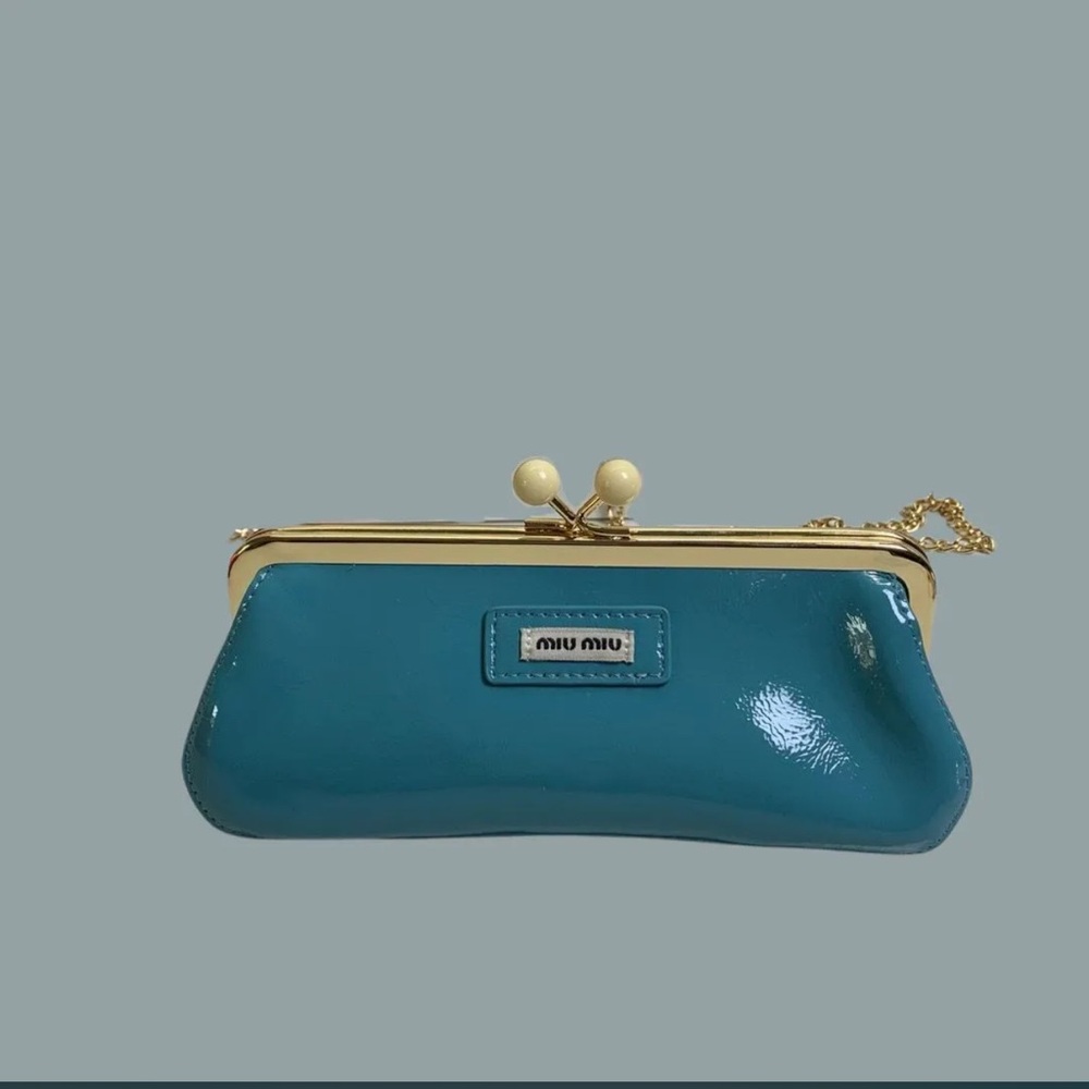 Miu Miu Blue and Gold Clutch with Metallic Finish
